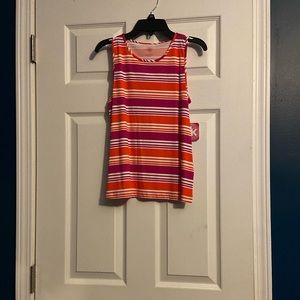girls XL  J. Khaki striped pink white and orange tank top